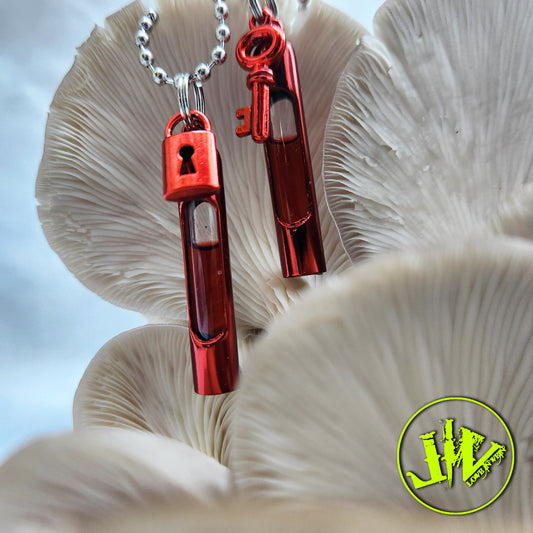 Red Nano-plated Blood Vial Jewelry | Blood Vial Necklaces | Blood Vial Pendants for BFFs | Blood Vials | 2 Necklaces with Anticoagulant charms chains