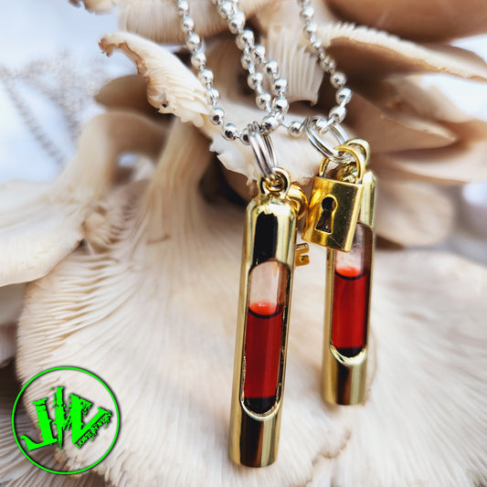 18K Karat Gold-Plated Blood Vial Kit | Blood Vial Jewelry |  Blood Vial Necklaces | Couples Blood Vials