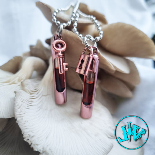 Pink Color Blood Vial Kit | Blood Vial Jewelry |  Blood Vial Necklaces | Couple Blood Vials | Fill Your Own Blood Vial Jewelry
