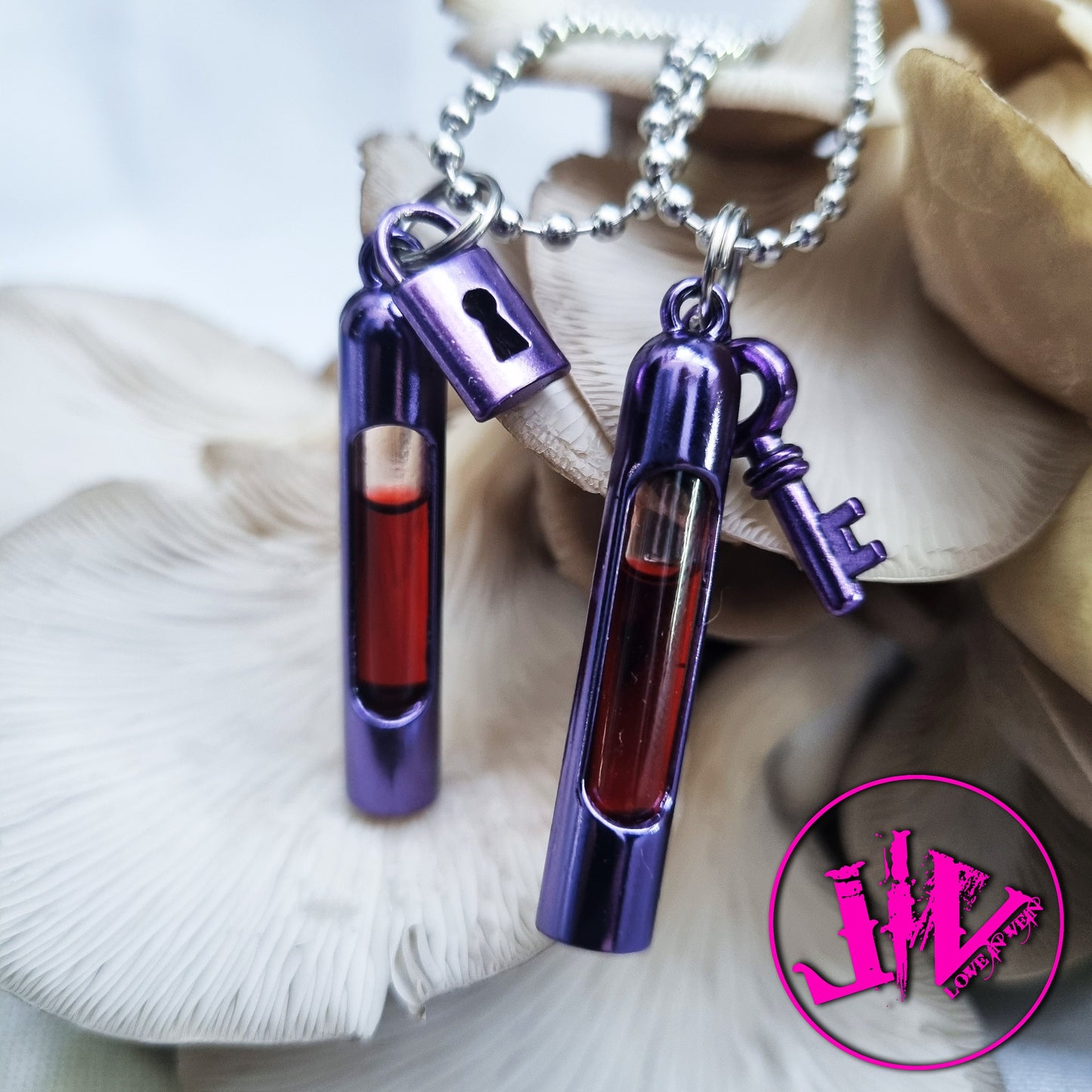 Purple Nano-plated Alpaca Blood Vial Kit | Blood Vial Jewelry |  Blood Vial Necklaces | Blood Vials for partners | Blood Vials for Best Friends | Pendant