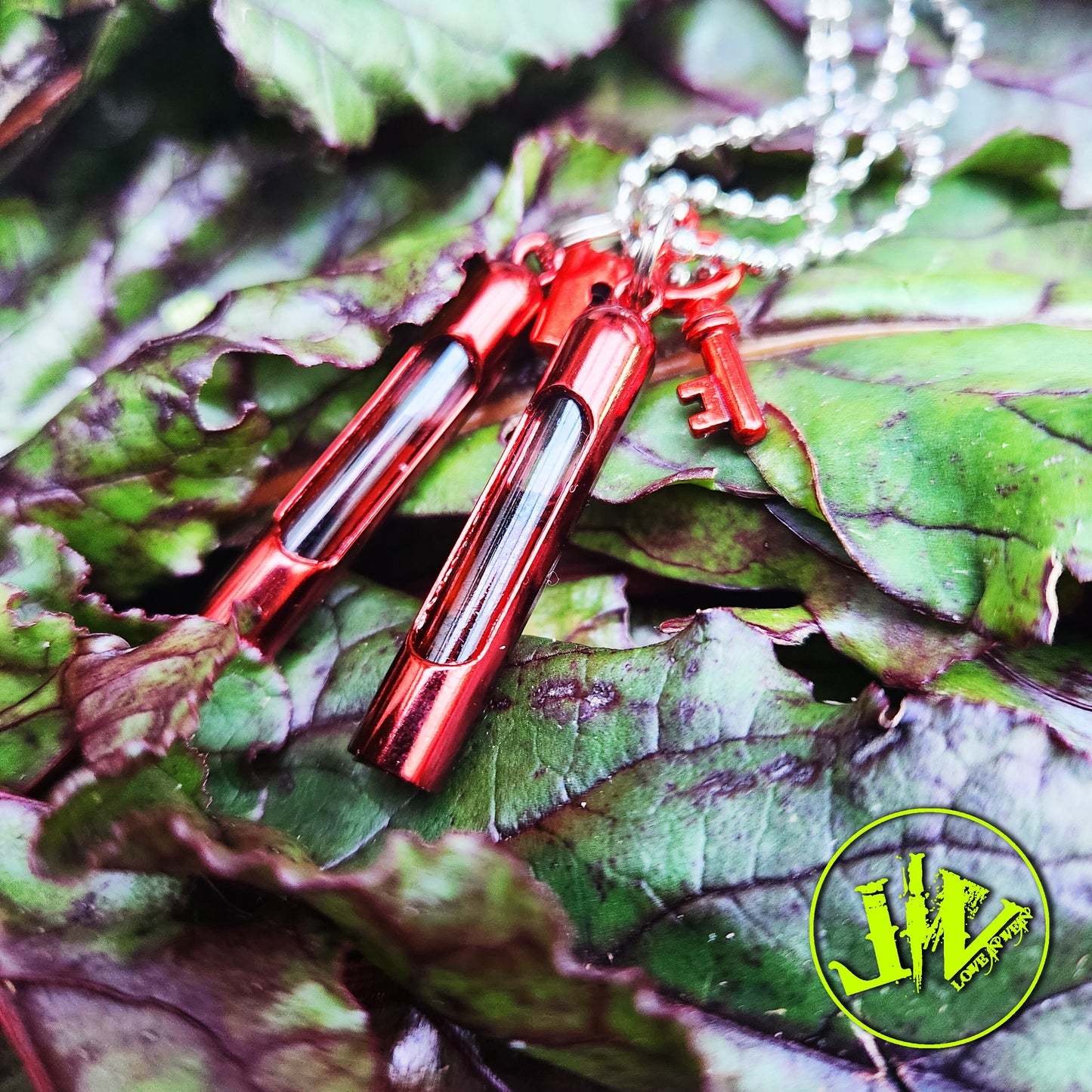 Red Nano-plated Blood Vial Jewelry |  Blood Vial Necklaces | Blood Vial Pendants for BFFs | Blood Vials | 2 Necklaces with Anticoagulant charms chains