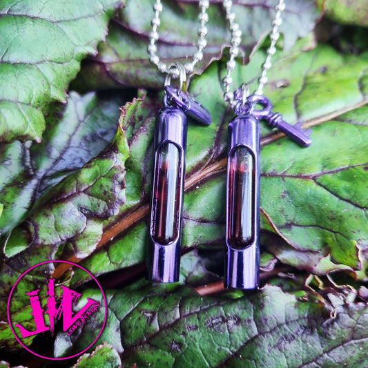 Purple Nano-plated Alpaca Blood Vial Kit | Blood Vial Jewelry |  Blood Vial Necklaces | Blood Vials for partners | Blood Vials for Best Friends | Pendant