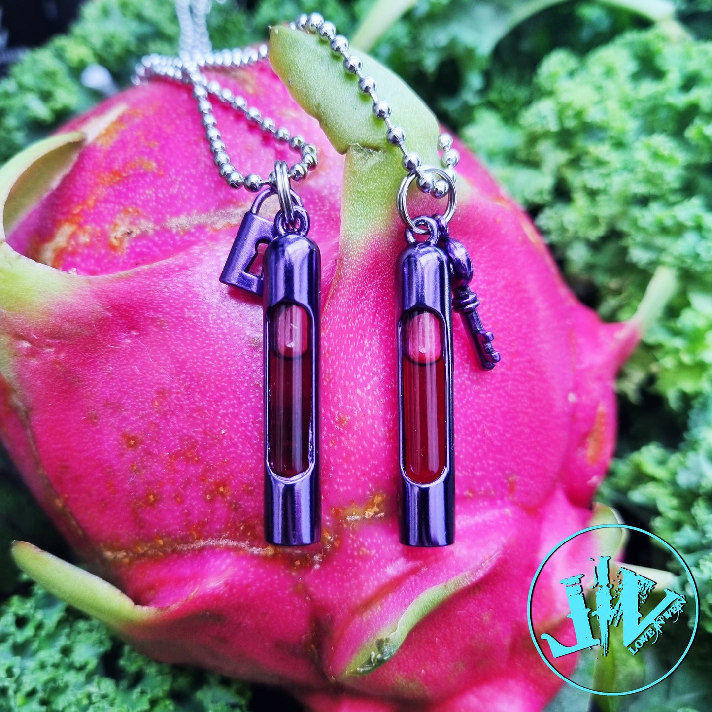 Purple Nano-plated Alpaca Blood Vial Kit | Blood Vial Jewelry |  Blood Vial Necklaces | Blood Vials for partners | Blood Vials for Best Friends | Pendant