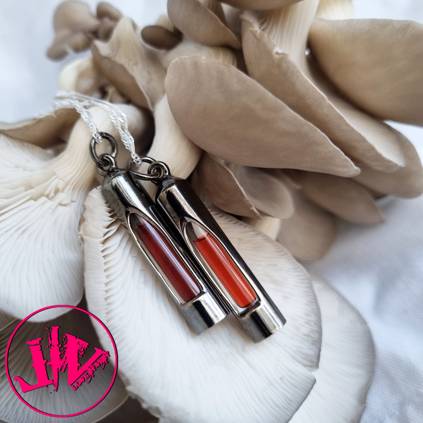 Ruthenium-plated Sterling Silver Blood Vial Kit | Blood Vial Jewelry |  Blood Vial Necklaces | Wedding Jewelry | Silver Wedding Jewelry
