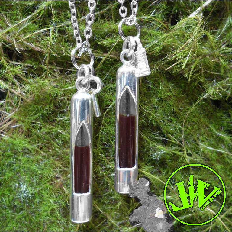 Sterling Silver & Glass Blood Vial Pendants for Long Distance Couples | Blood Vial Kits for Best Friends | Blood Vial Necklaces