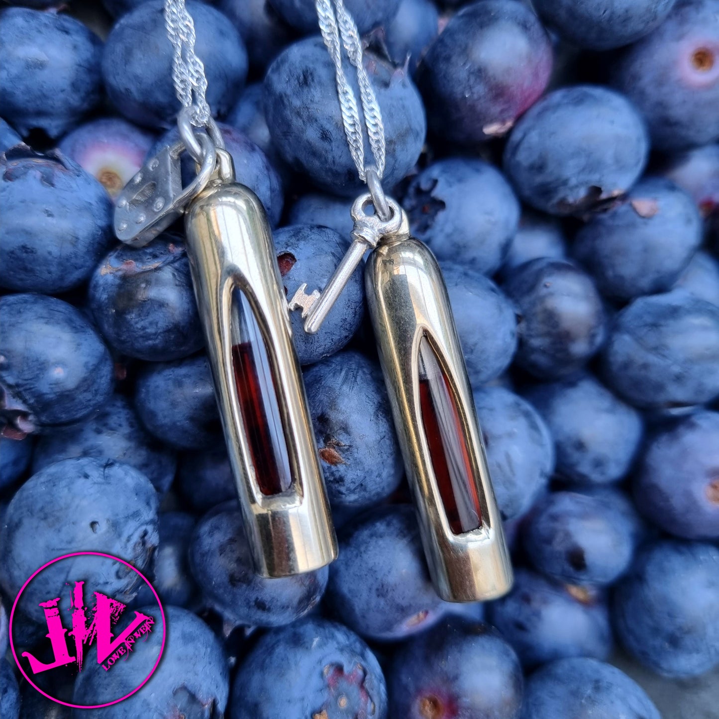 Solid Brass Blood Vial Pendants | Blood Vial Kit with Anticoagulant for Blood Necklaces for Long Distance Couples | Anniversary Jewelry