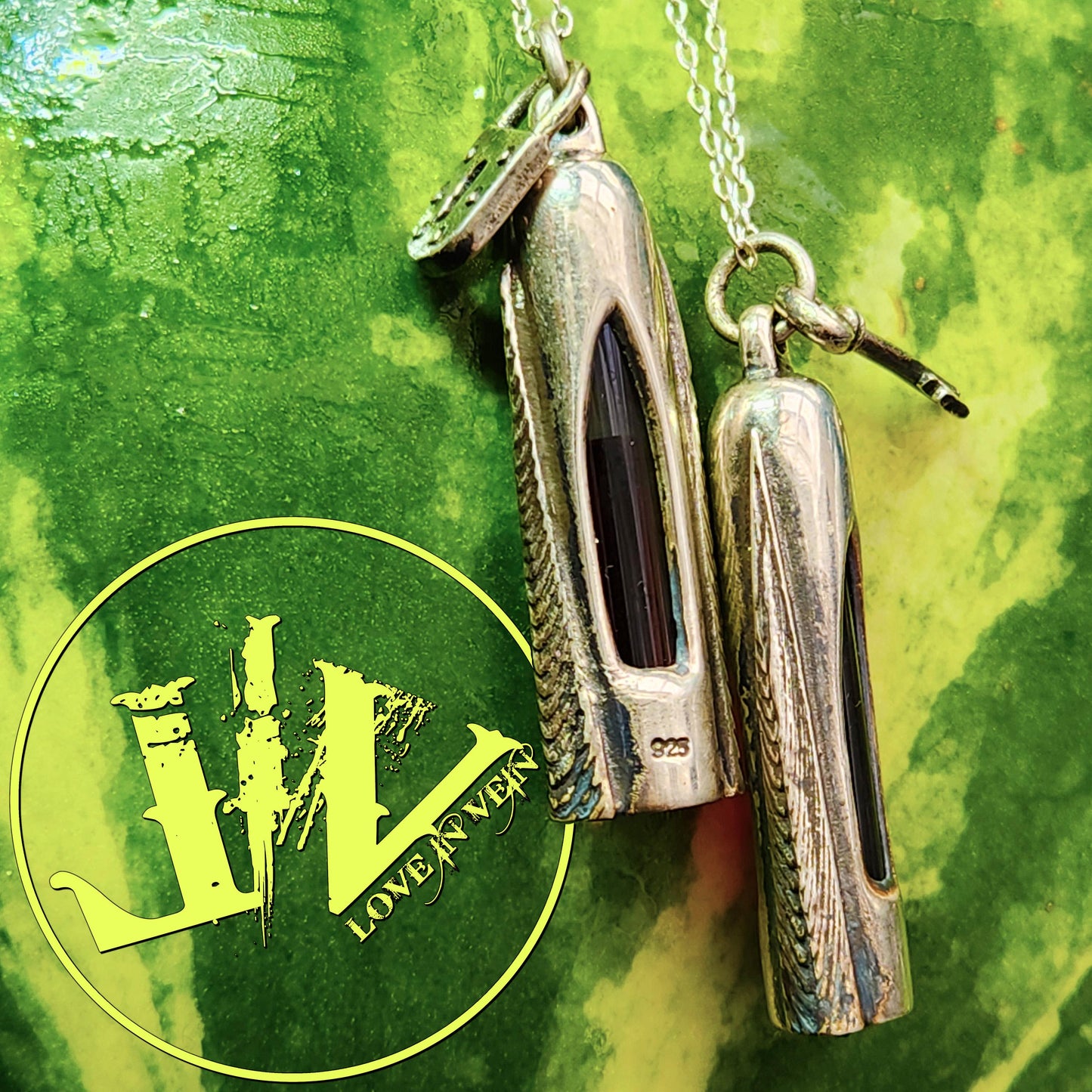 Giger-style Sterling Silver Blood Vial Kit Blood Vial Jewelry for Wedding | Anniversary Gift | Blood Vial Necklaces | Silver Blood Vials