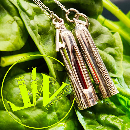 Giger-style Sterling Silver Blood Vial Kit Blood Vial Jewelry for Wedding | Anniversary Gift | Blood Vial Necklaces | Silver Blood Vials